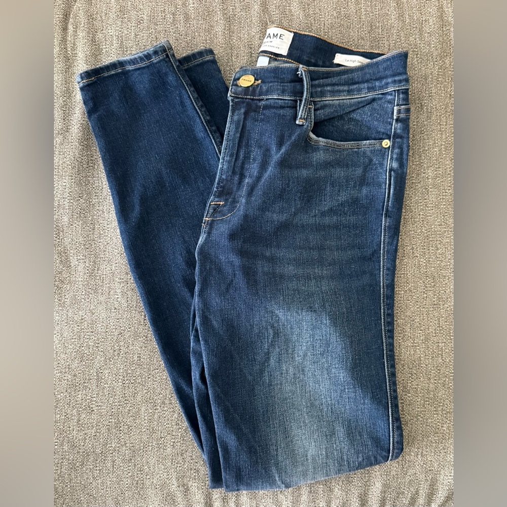 Women’s Frame Le High Skinny Stretch Jeans Dark Blue Wash
